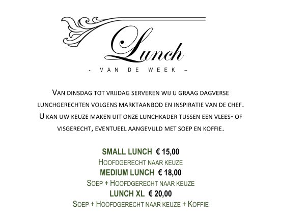 MENUKAART lunch