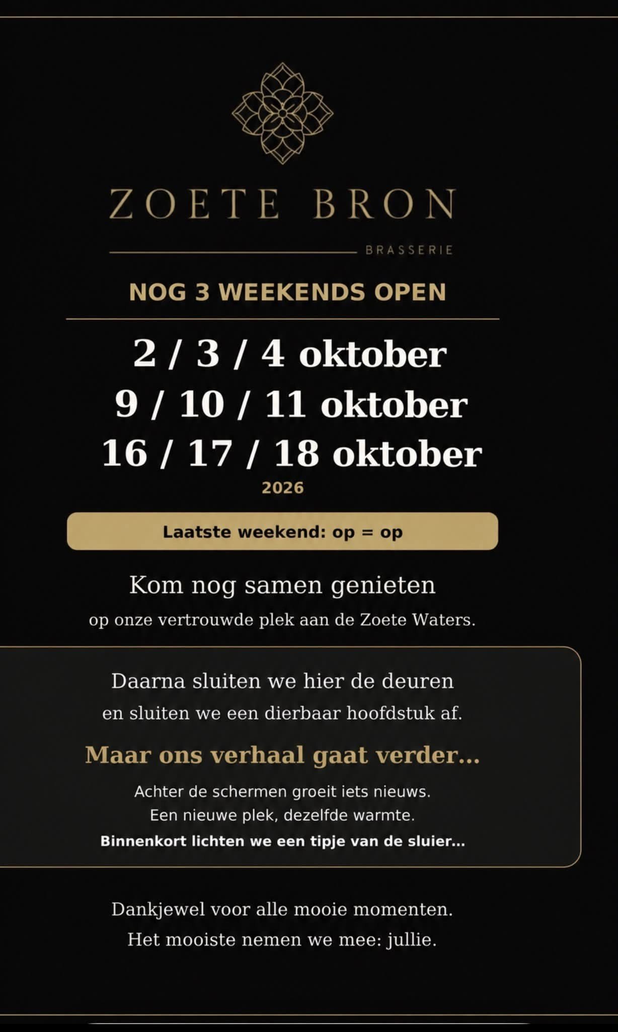 laatste weekends zoete bron